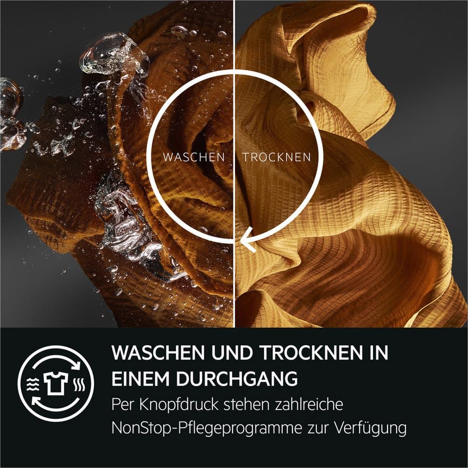 AEG Waschtrockner 9000 AbsoluteCare® LWR9W81600, 10 kg, 6 kg, 1550 U/min, AbsoluteCare®: Wärmepumpe und kein Einlaufen von Wolle und Seide - Thumbnail 17