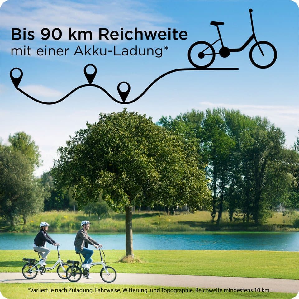 Zündapp E-Bike Klapprad Z120, 7 Gang Shimano Tourney Schaltwerk, Kettenschaltung, Heckmotor, 374,4 Wh, Pedelec, Elektrofahrrad für Damen u. Herren - Thumbnail 2