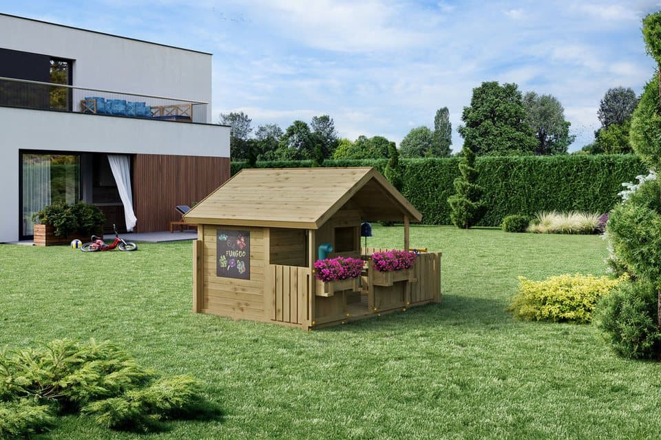FUNGOO Spielhaus SUNNY BANDCORNER, mit großer Terrasse und Picknicktisch, Tafel, Periskop - Thumbnail 5