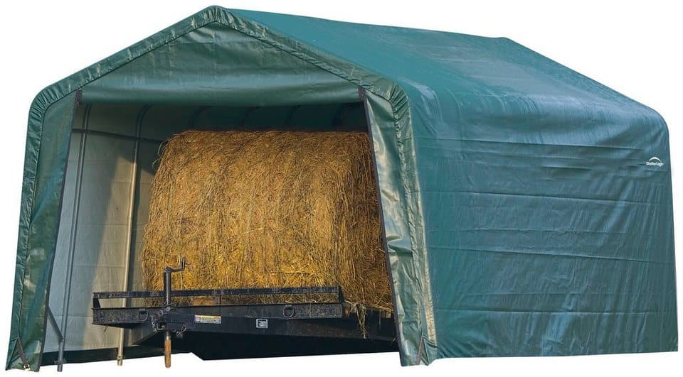 ShelterLogic Foliengerätehaus Folien-Weidezelt, Zeltgarage, Grün, 610x380x260 cm