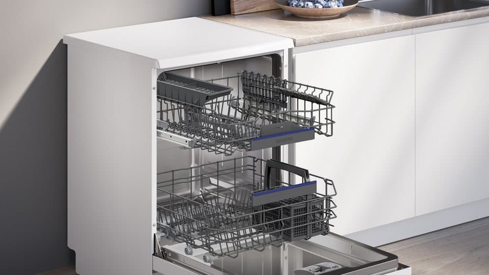 SIEMENS Standgeschirrspüler iQ300 SN23EW28AE, 13 Maßgedecke, Made in Germany, flexible Körbe & Schubladen, Spülturbo varioSpeed - Thumbnail 5