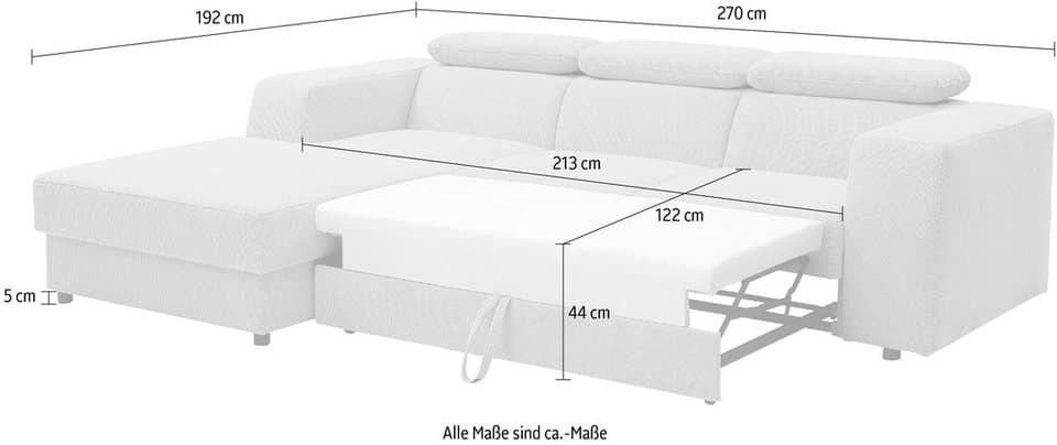 WERK2 Ecksofa Cherry, modernes Sofa mit Komfortfunktionen, Breite 270cm, L-Form, bequem, mit verstellbaren Kopfteilen, Schlaffunktion und Bettkasten - Thumbnail 9