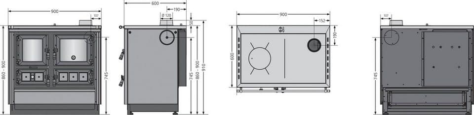 JUSTUS Festbrennstoffherd Rustico-90 2.0, 7,2 kW, Zeitbrand - Thumbnail 6