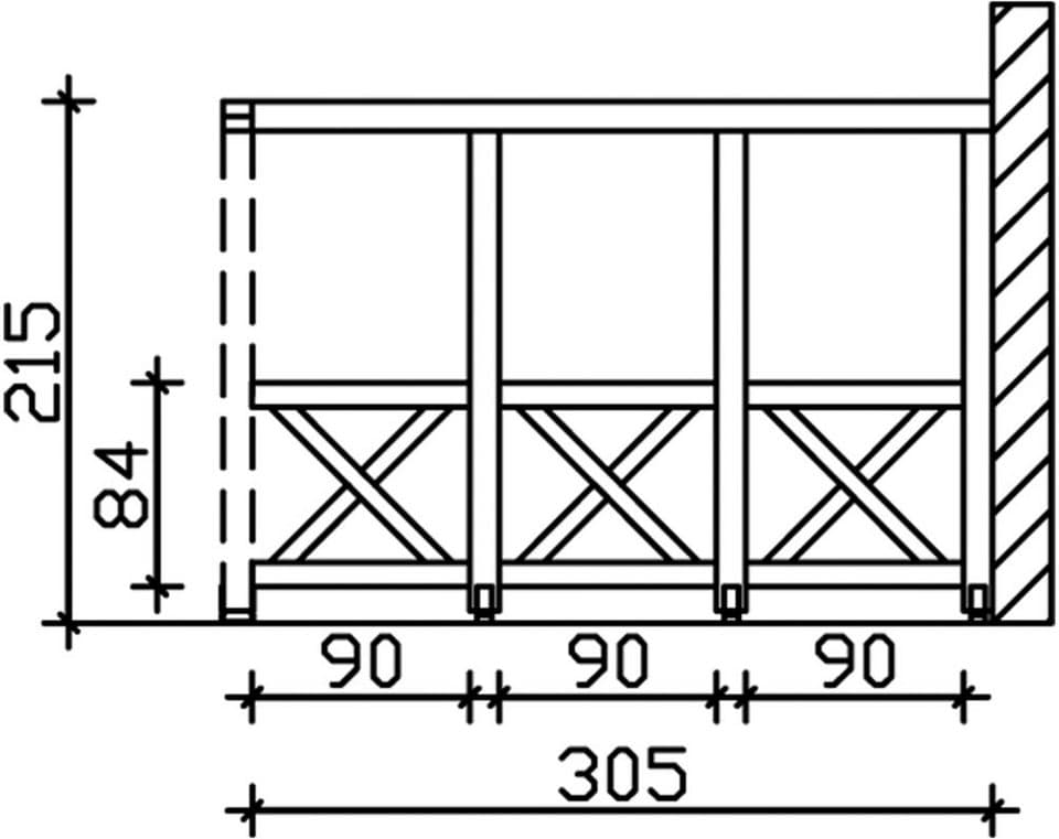 Skanholz Carport-Seitenwand Andreaskreuz, BxH:305x210 cm, Wandanbau - Thumbnail 2