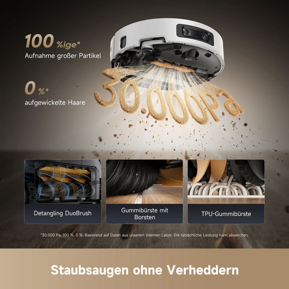 Dreame Saugroboter mit Wischfunktion Aqua10 Ultra Roller Complete, 600 W, mit Beutel, Warmwasser-Wischsystem, Rollenmopp, überwindet Hindernisse, 30.000 Pa - Thumbnail 14