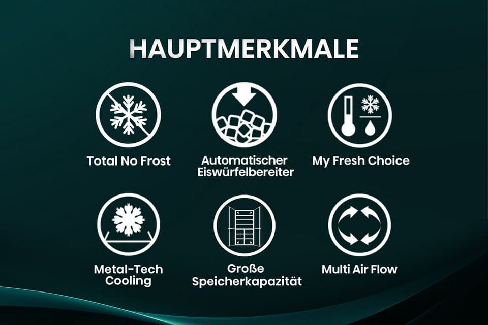 Hisense Multi Door RQ5P470SYID, 178,5 cm hoch, 79,4 cm breit, Wasser-/Eisspender, Total NoFrost, Metal Cooling - Thumbnail 16