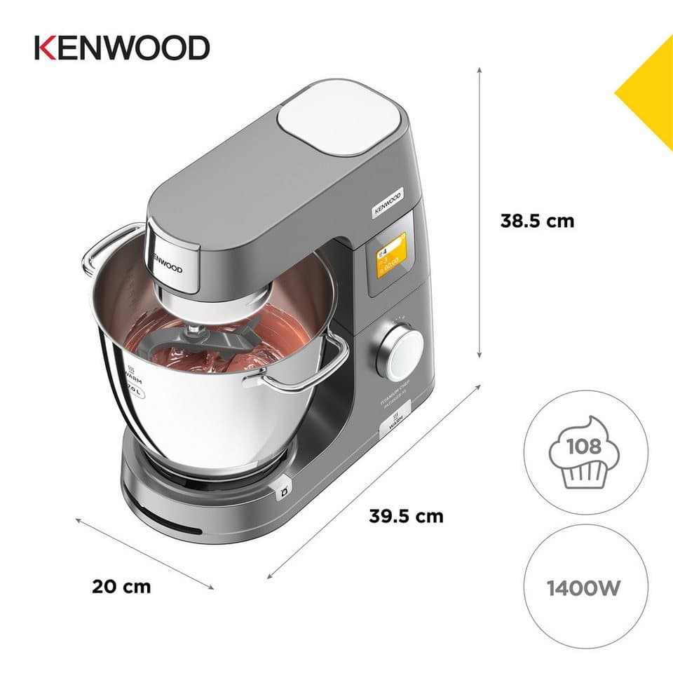 KENWOOD Küchenmaschine Titanium Chef Patissier XL KWL90.594SI, 1400 W, 7 l Schüssel, Wärmefunktion, zusätzliche 5 l Schüssel, inkl. umfangreiches Zubehör - Thumbnail 9