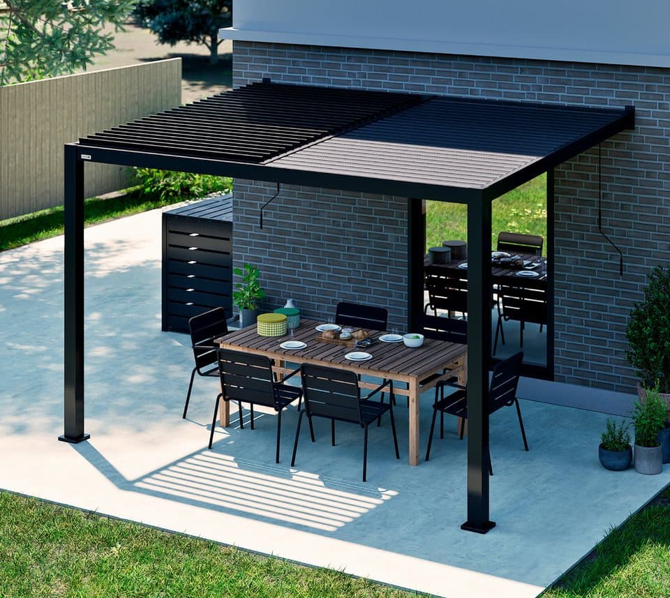 Sojag Terrassendach Terrassenüberdachung Hana 1013 Schwarz, BxT: 399x305 cm, Mit individuell verstellbaren Lamellen - Thumbnail 9