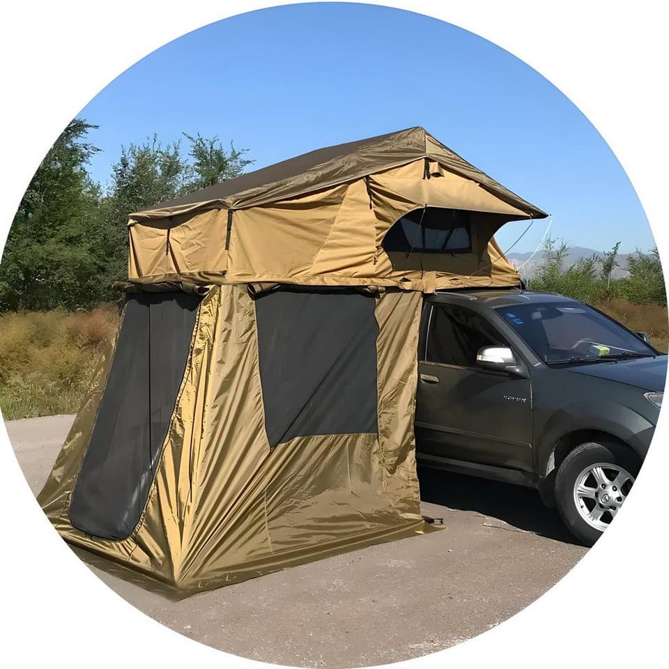 TZIpower Dachzelt Autodachzelt Softcase 2 Größen, bis zu 5 Personen Khaki/Grün Schwarz, Personen: 5 - Bild 1