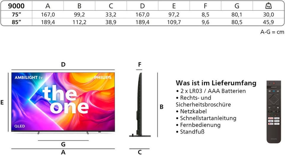 Philips 85PUS9000/12 QLED-Fernseher (215 cm/85 Zoll, 4K Ultra HD, Smart-TV, Ambilight, P5 Picture Engine, Dolby Vision, Dolby Atmos, Gaming, Alexa) - Thumbnail 15