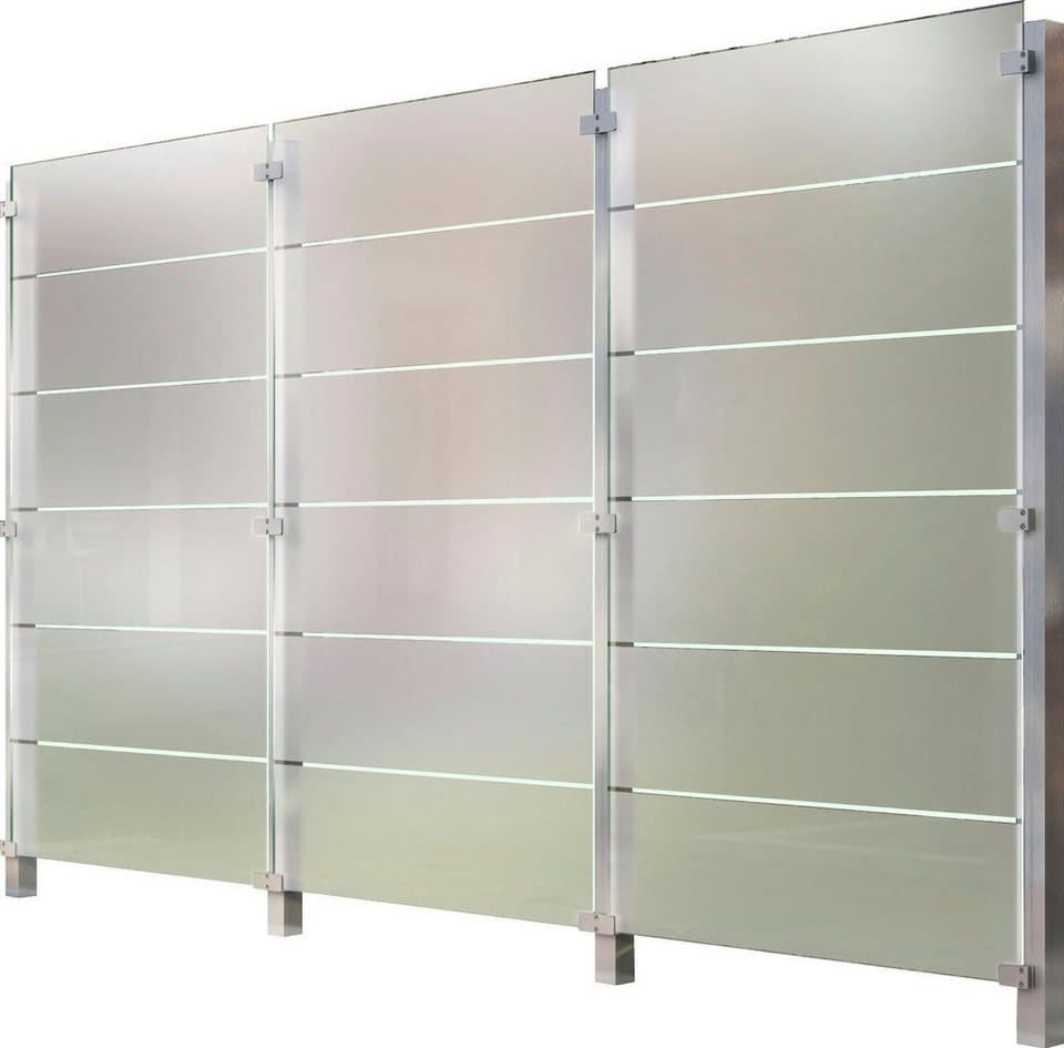 STAKET PRO Zaun, (Set), Glaszaun, Gesamtlänge: 3,32 m, 4 Pfosten