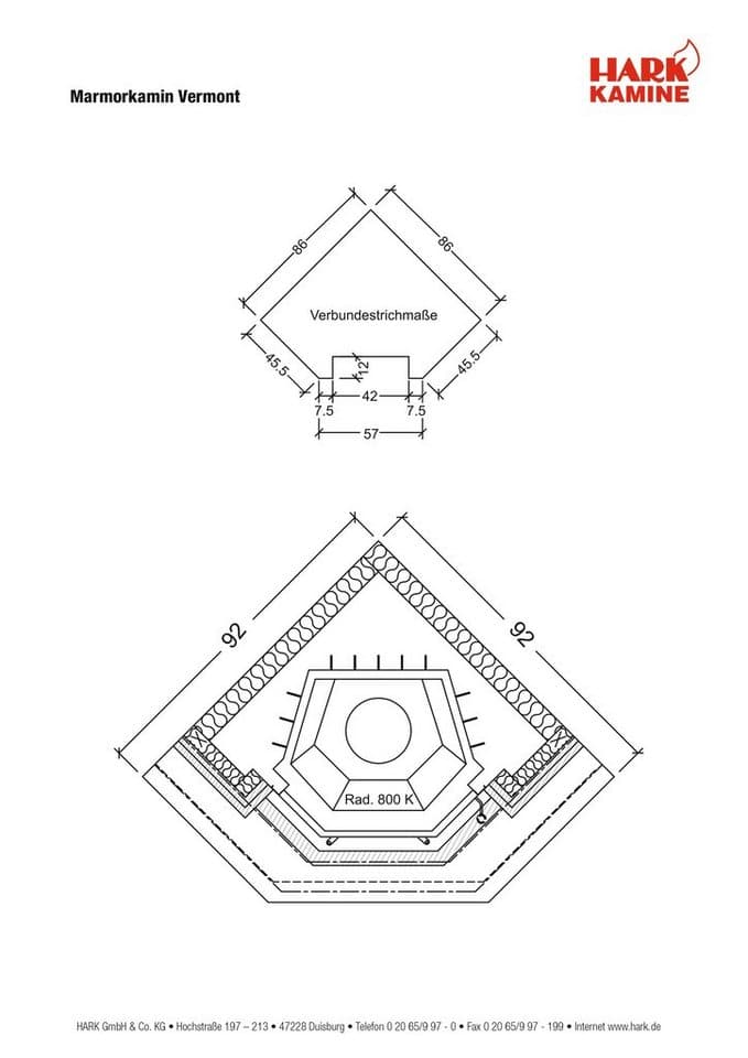 HARK Kaminbausätze »Vermont echter Marmor classico-beige«, 8 kW, Zeitbrand, Aufbaumaterial bis Raumhöhe 250cm inkl. - Thumbnail 3