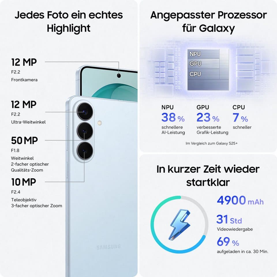 Samsung Galaxy S26 Smartphone (15,93 cm/6,3 Zoll, 256 GB Speicherplatz, 50 MP Kamera, Galaxy AI, in mehreren Ausführungen) - Thumbnail 5