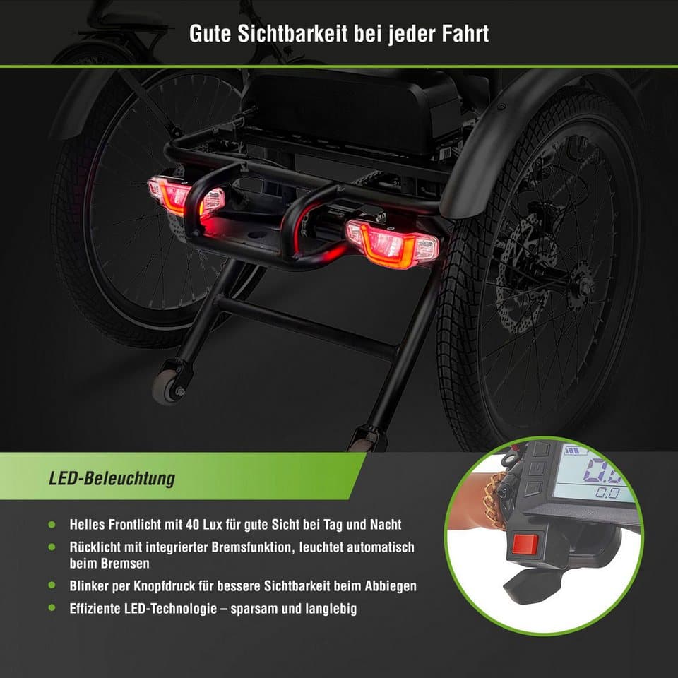 SachsenRAD E-Bike Dreirad T6 Comfort faltbar mit Alarmanlage, 7 Gang Shimano, Kettenschaltung, Heckmotor, 540 Wh - Thumbnail 8