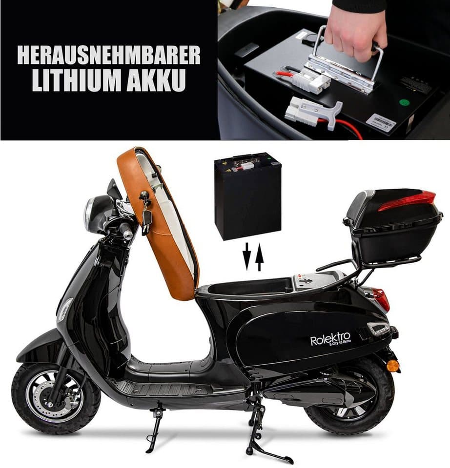 Rolektro E-Motorroller Retro 45 Lithium, V. 2021, 2000 W, 45 km/h, bis zu 70 km Reichweite, mit USB-Anschluss und integr. Alarmanlage - Thumbnail 10
