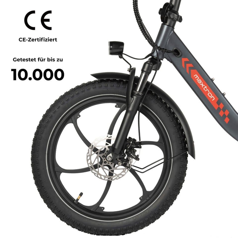Maxtron E-Bike Klapprad Maxtron MULE Klapprad, 7 Gang Shimano ALTUS Schaltwerk, Kettenschaltung, 960 Wh, (Packung), Stadt & Abenteuer: 20" Fatbike mit XXL 20Ah Akku. - Thumbnail 5
