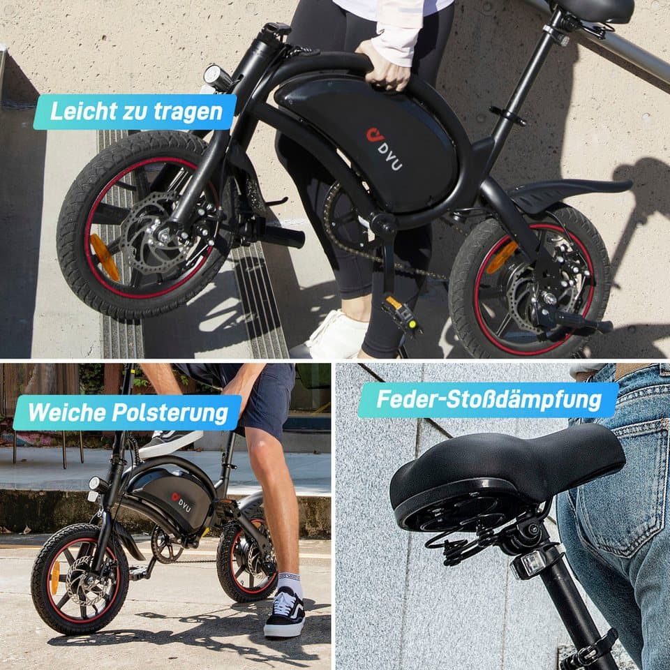 DYU E-Bike Cityrad DYU D3S, Mittelmotor, 360 Wh, (Packung) - Thumbnail 14