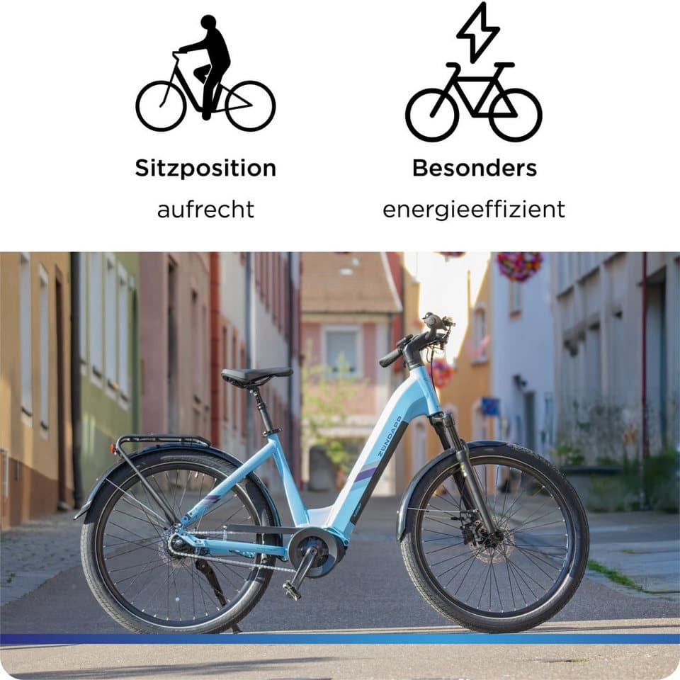 Zündapp E-Bike Cityrad X800, 7 Gang, Nabenschaltung, Mittelmotor, 550 Wh, Pedelec, Elektrofahrrad für Damen und Herren - Thumbnail 6