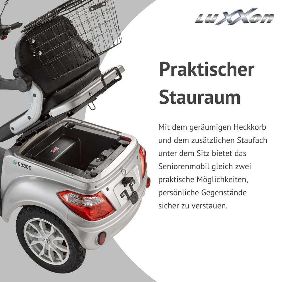 Luxxon Elektromobil E3800, 800 W, 20 km/h, (Elektroroller, Korb), bis zu 65 km Reichweite, Elektro Dreirad, Seniorenmobil - Thumbnail 5
