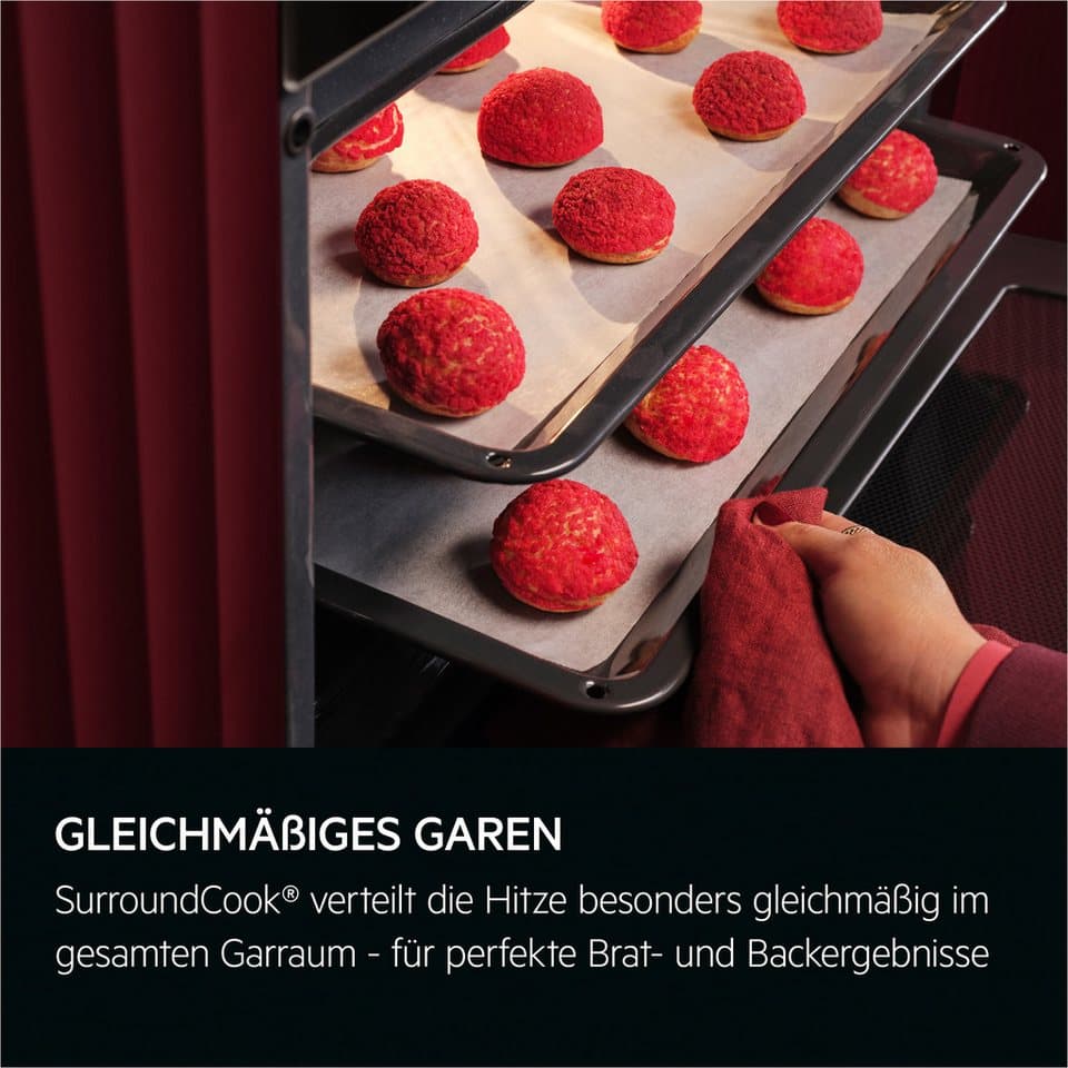 AEG Backofen-Set HH24BSIB, Aqua Clean, Heißluft: Gleichmäßiges Garen auf 3 Ebenen: ideal für Mehrblech‑Backen - Thumbnail 16