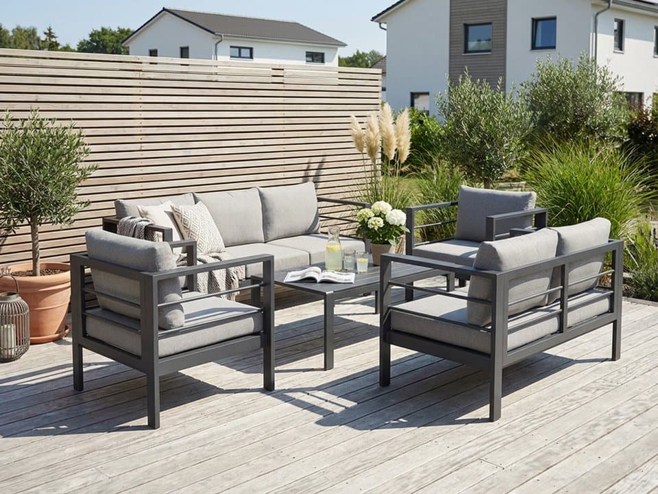 KONIFERA Gartenlounge-Set »New Jersey«, (Set, 19-tlg., 1x 3er Sofa, 1x 2er Sofa, 2 Sessel, Tisch 62x110x41 cm), inkl. Auflagen, Tischplatte aus Nonwood - Thumbnail 13