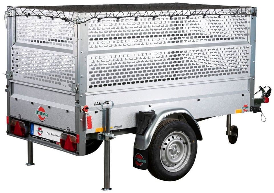 STEMA PKW-Anhänger BASIC Plus 750, max. 558 kg, Set, Tieflader, ungebremst mit Gitteraufsatz - Bild 1