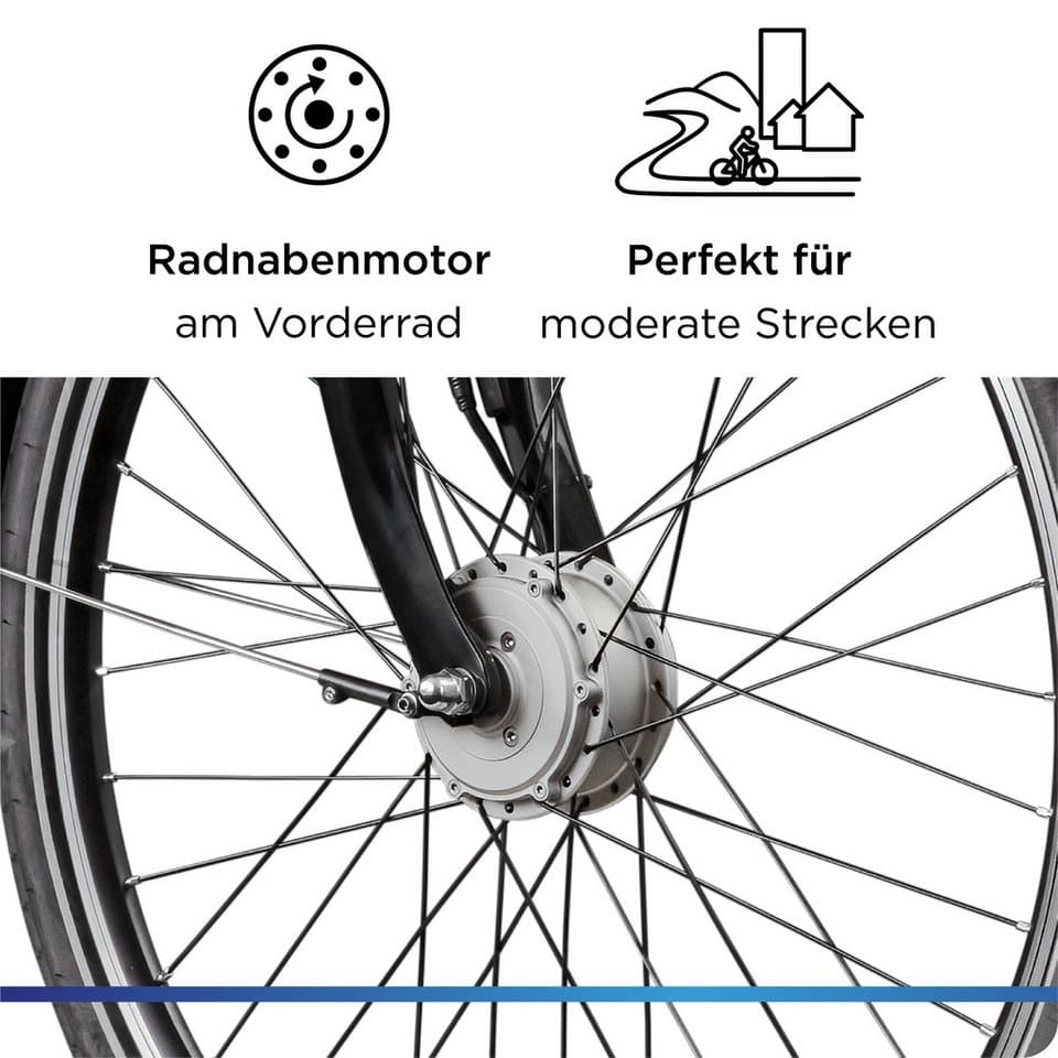 Zündapp E-Bike Cityrad Z510, 3 Gang Shimano Nexus SC-3C41 Schaltwerk, Nabenschaltung, Frontmotor, 531 Wh, (mit Frontkorb), Pedelec, Elektrofahrrad für Damen u. Herren - Thumbnail 5