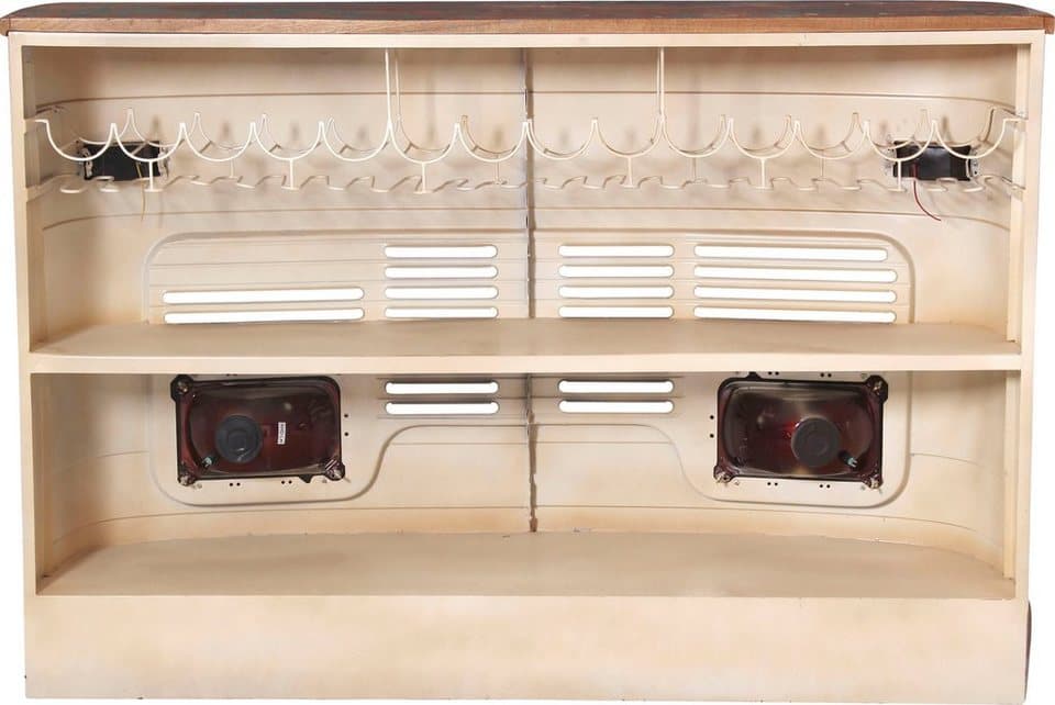 SIT Bartisch Tokio LKW-Theke aus Altholz & Metall – Unikat im Industrial-Design, Recycelte Tata-LKW-Front mit Ablage & Flaschenhalterungen - Thumbnail 4