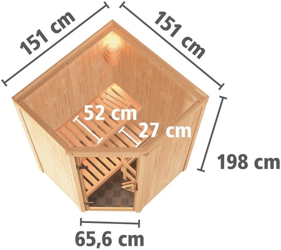 Karibu Sauna Larin, BxTxH: 151 x 151 x 198 cm, 68 mm, (Set) ohne Ofen - Thumbnail 6