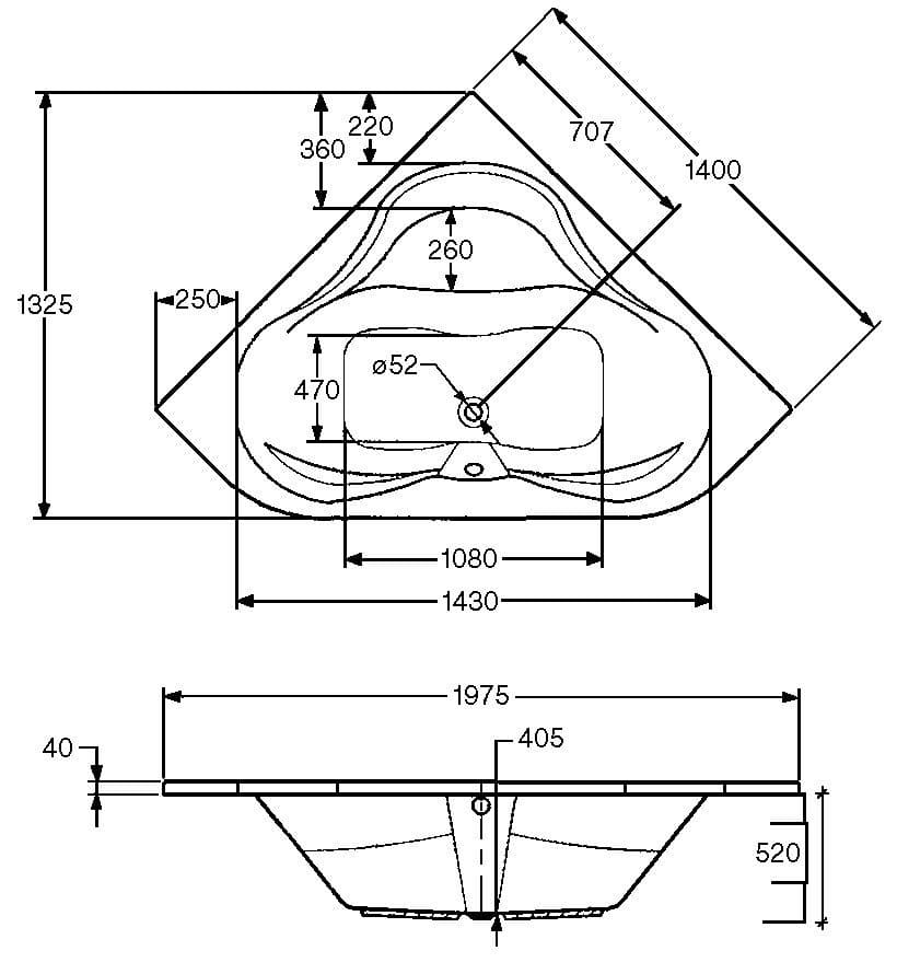 OTTOFOND Whirlpool-Badewanne Lucia, (Komplett-Set, 1-tlg), Typ 1, chrom - Thumbnail 4