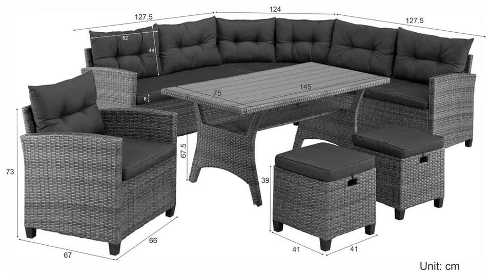 KONIFERA Gartenlounge-Set Keros Premium, (Set, 20-tlg., 2x 2er Sofa, 1x Ecke, 1x Sessel, 2x Hocker, 1x Tisch 145x75x67,5cm), Ecklounge, Polyrattan, Stahl, geeignet für 8 Personen, inkl. Auflagen - Thumbnail 31