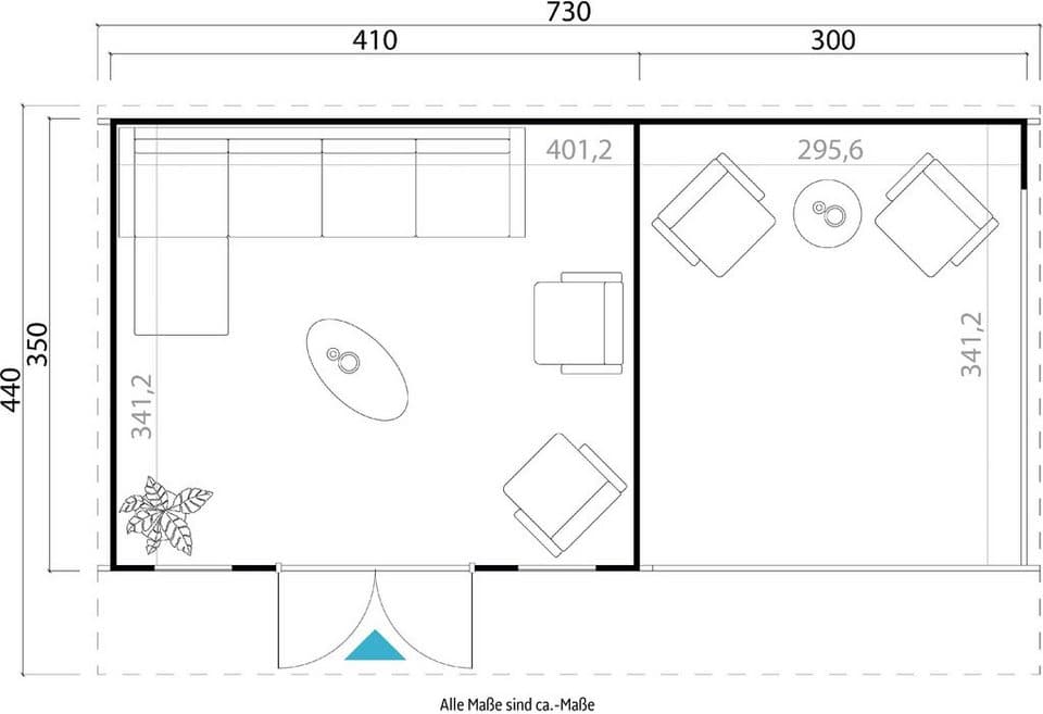 LASITA MAJA Gartenhaus-Anbaudach für Gartenhaus Sicily 1 und 2, BxT: 310x440 cm, für Gartenhaus Sicily 1, Gartenhaus Sicily 2, BxT 300x350 cm - Thumbnail 8