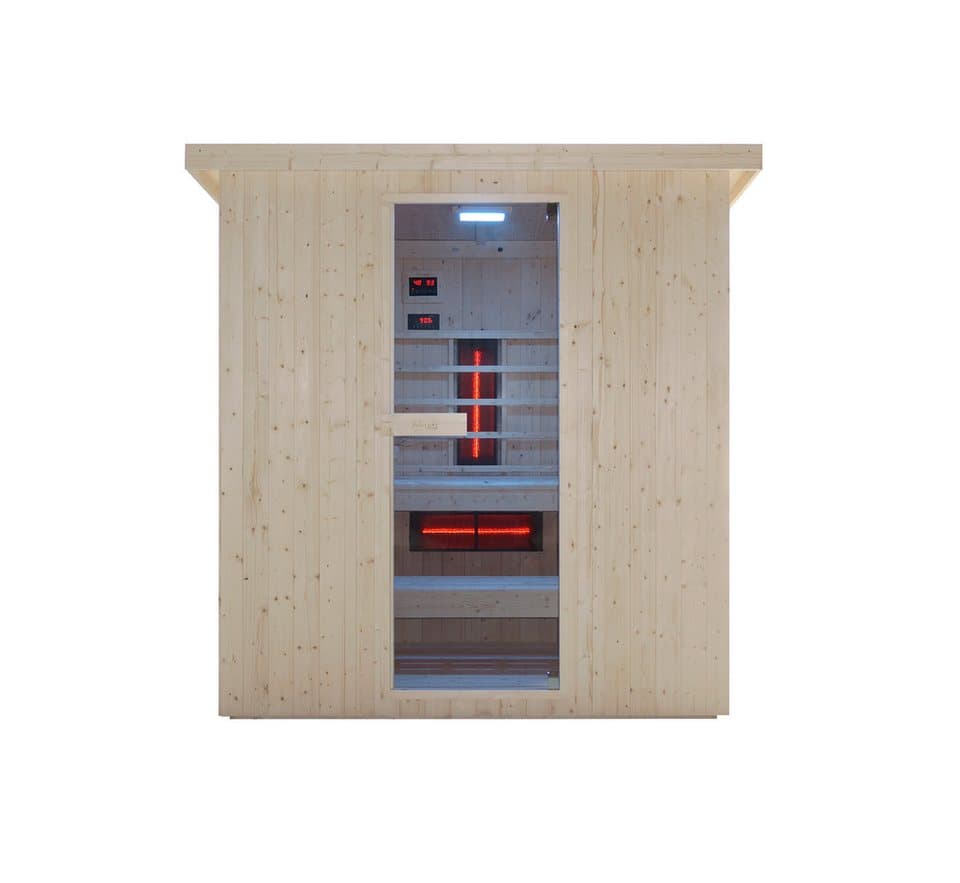Sanotechnik Sauna »LAHTI« Außensauna mit Infrarotkabine, BxTxH: 198 x 181,5 x 200,2 cm, 4,4 mm, geeignet für 6 Personen, Fichetnholz - Bild 1