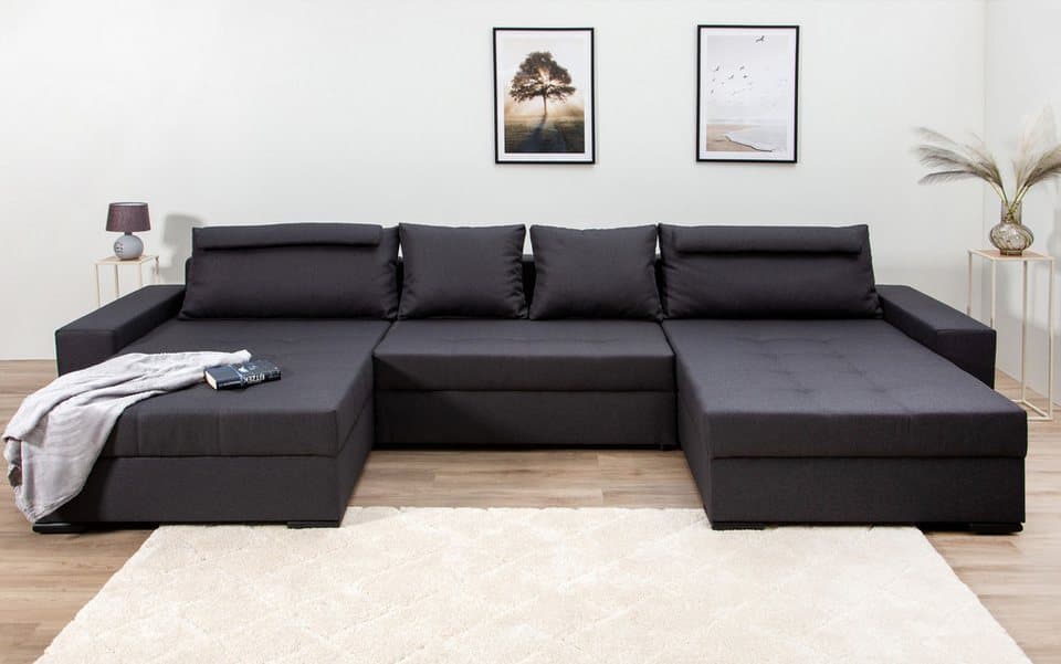 COLLECTION AB Wohnlandschaft Josy XXXL-Relax U-Form, B: 352 cm, Schlaffunktion, Bettkasten & 2 Nackenkissen, Federkern