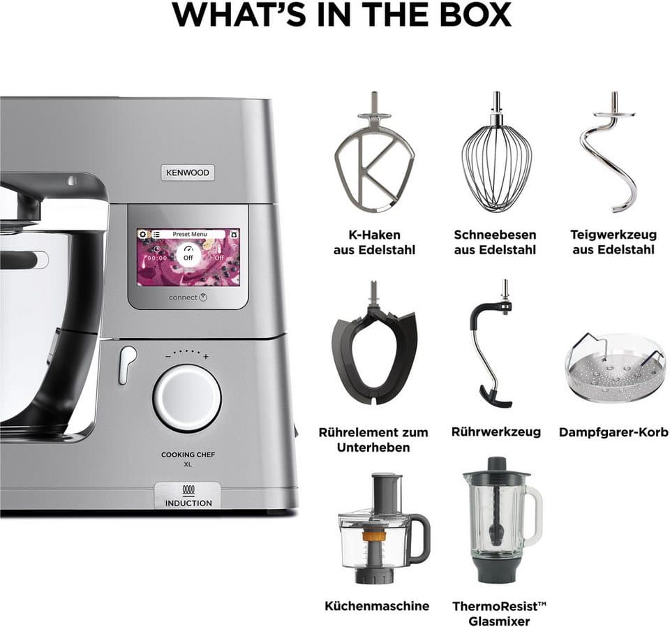 KENWOOD Küchenmaschine mit Kochfunktion Cooking Chef XL KCL95.424SI, 1500 W, 6,7 l Schüssel, mit integrierter Waage und umfangreichem Zubehör - Thumbnail 6