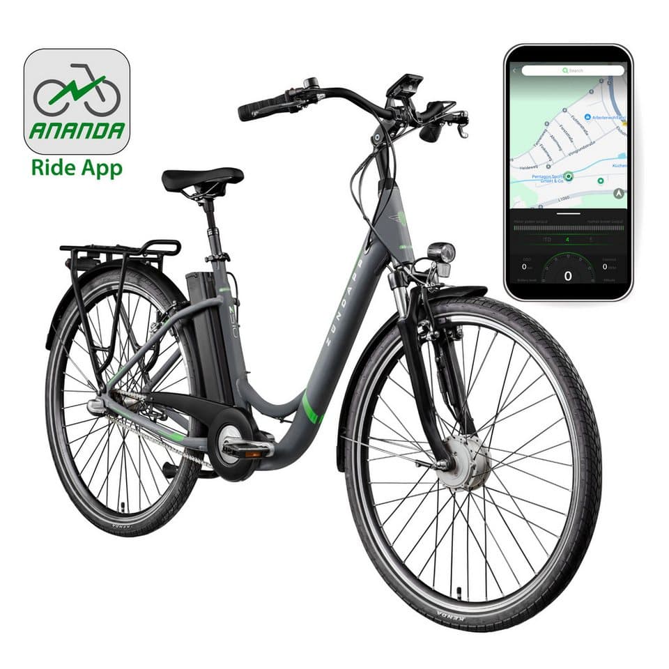Zündapp E-Bike Cityrad Z510, 3 Gang Shimano Nexus SC-3C41 Schaltwerk, Nabenschaltung, Frontmotor, 531 Wh, (mit Frontkorb), Pedelec, Elektrofahrrad für Damen u. Herren - Thumbnail 2