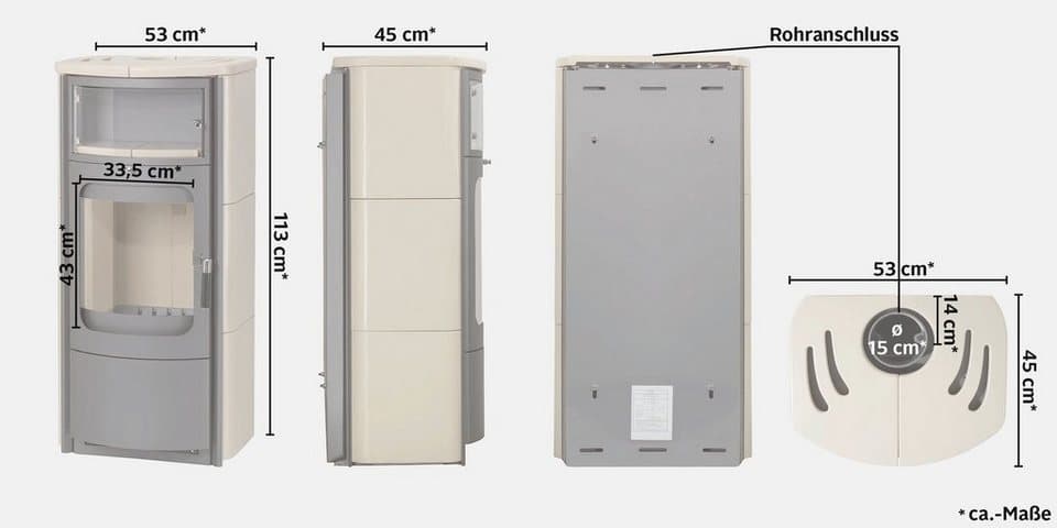 HARK Kaminofen »Opera B Kachel creme«, 7 kW, Dauerbrand - Thumbnail 8