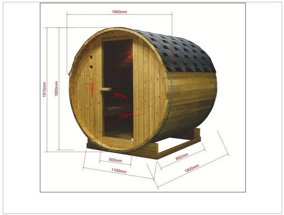 Sanotechnik Fasssauna »TROMSÖ L«, BxTxH: 189 x 180 x 191,5 cm, 3,8 mm, geeignet für 4 Personen, Fichetnholz - Thumbnail 11