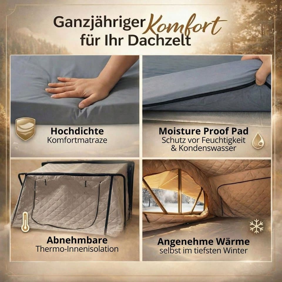 TZIpower Dachzelt Autodachzelt Auto Dach Zelt Vordach Schwarz/Grau Hardcase Aluminium, Personen: 2 (1 tlg) - Thumbnail 5