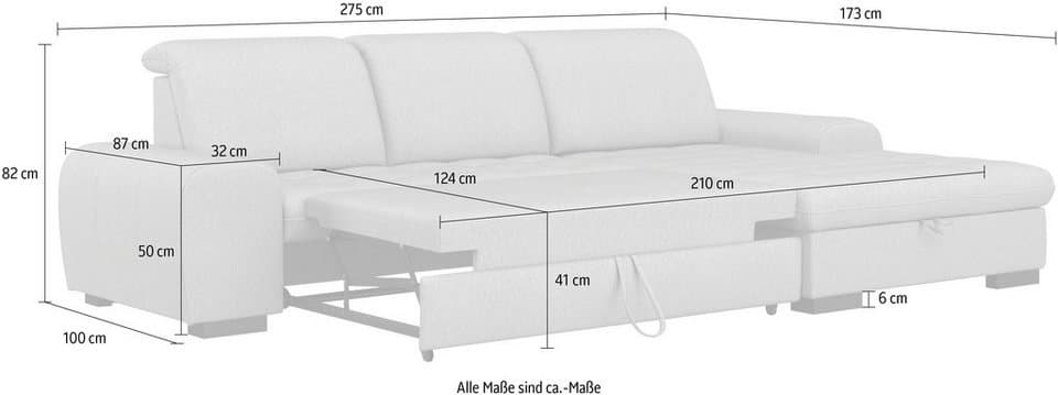 sit&more Ecksofa Luxor L-Form, wahlweise mit Schlaffunktion, Bettkasten und Kopfteilverstellung - Thumbnail 16
