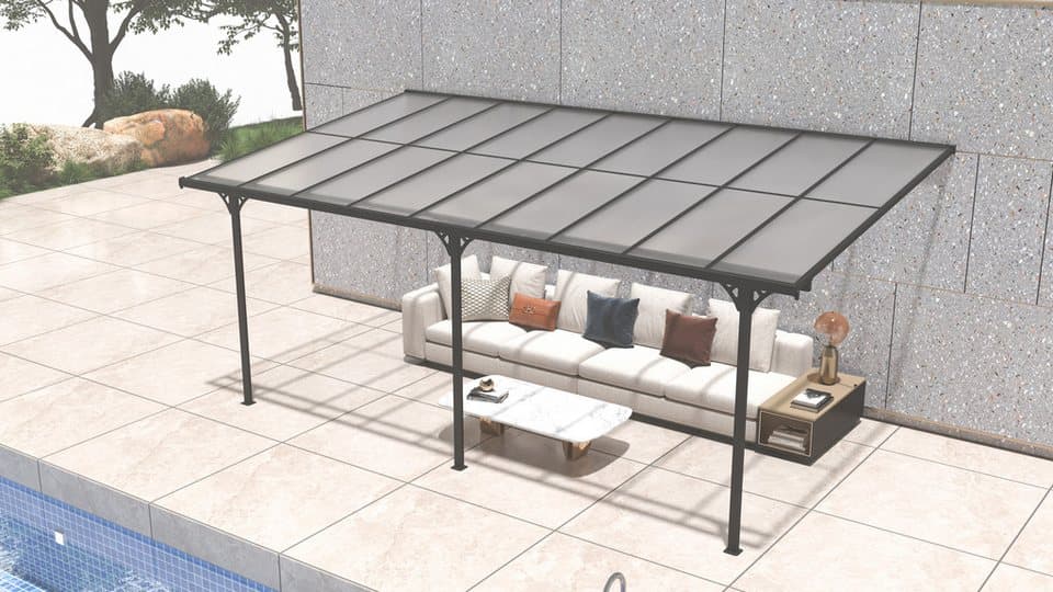 WESTMANN Terrassendach Bruce, BxT: 556x300 cm, Bedachung Doppelstegplatten, Rahmen aus pulverbeschichtetem Aluminium, schwarz - Thumbnail 7
