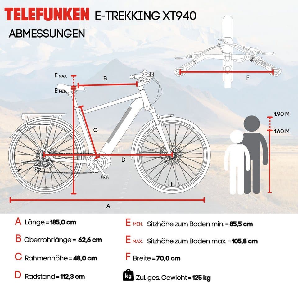 Telefunken E-Bike Trekkingrad E-Trekking Expedition XT490 Damen, 8 Gang Shimano Altus Schaltwerk, Kettenschaltung, Heckmotor, 417,6 Wh, Pedelec, Elektrofahrrad, Damen, innerhalb StVZO, 28 Zoll - Thumbnail 10