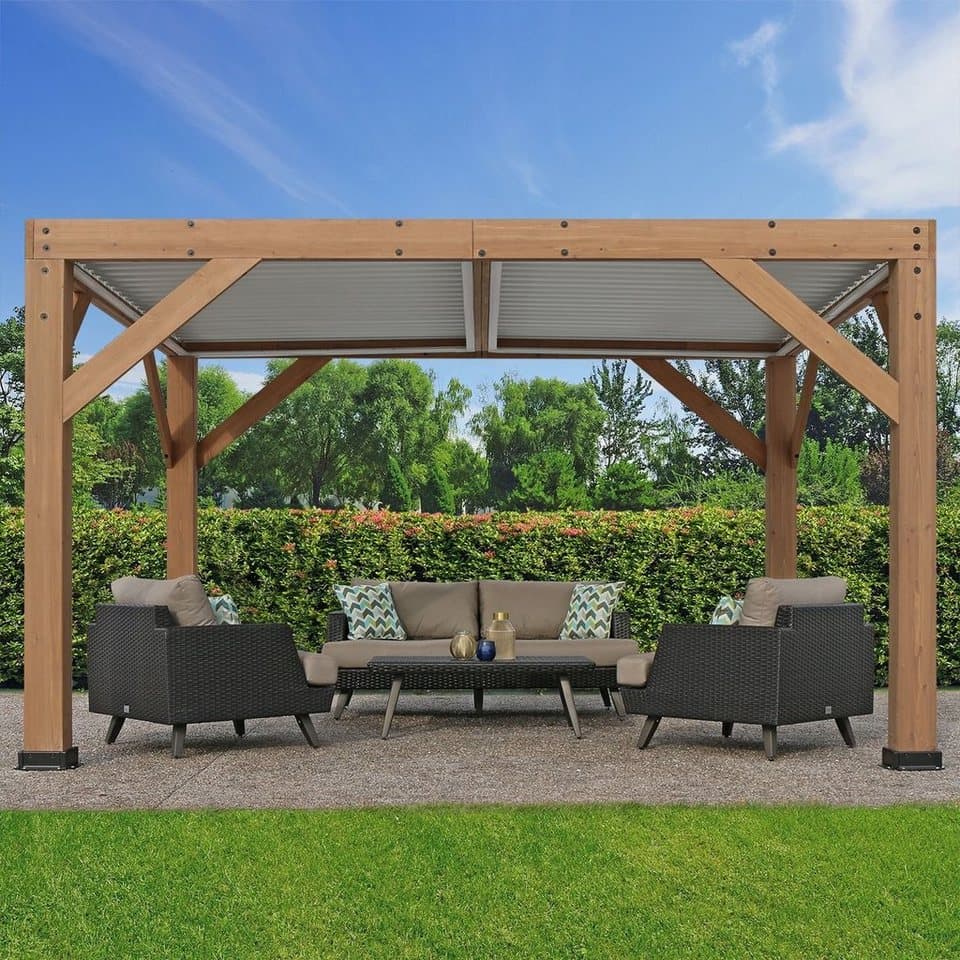WESTMANN Pergola Karl, 100 % FSC®-zertifiziertes Zedernholz, Dach aus Aluminium - Thumbnail 8