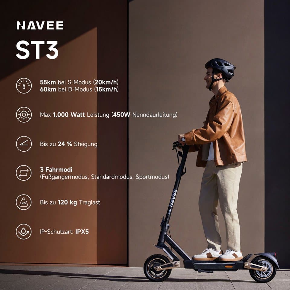 NAVEE E-Scooter ST3 Electric Scooter (DE Version), 450 W, 20 km/h, (Packung) - Thumbnail 2
