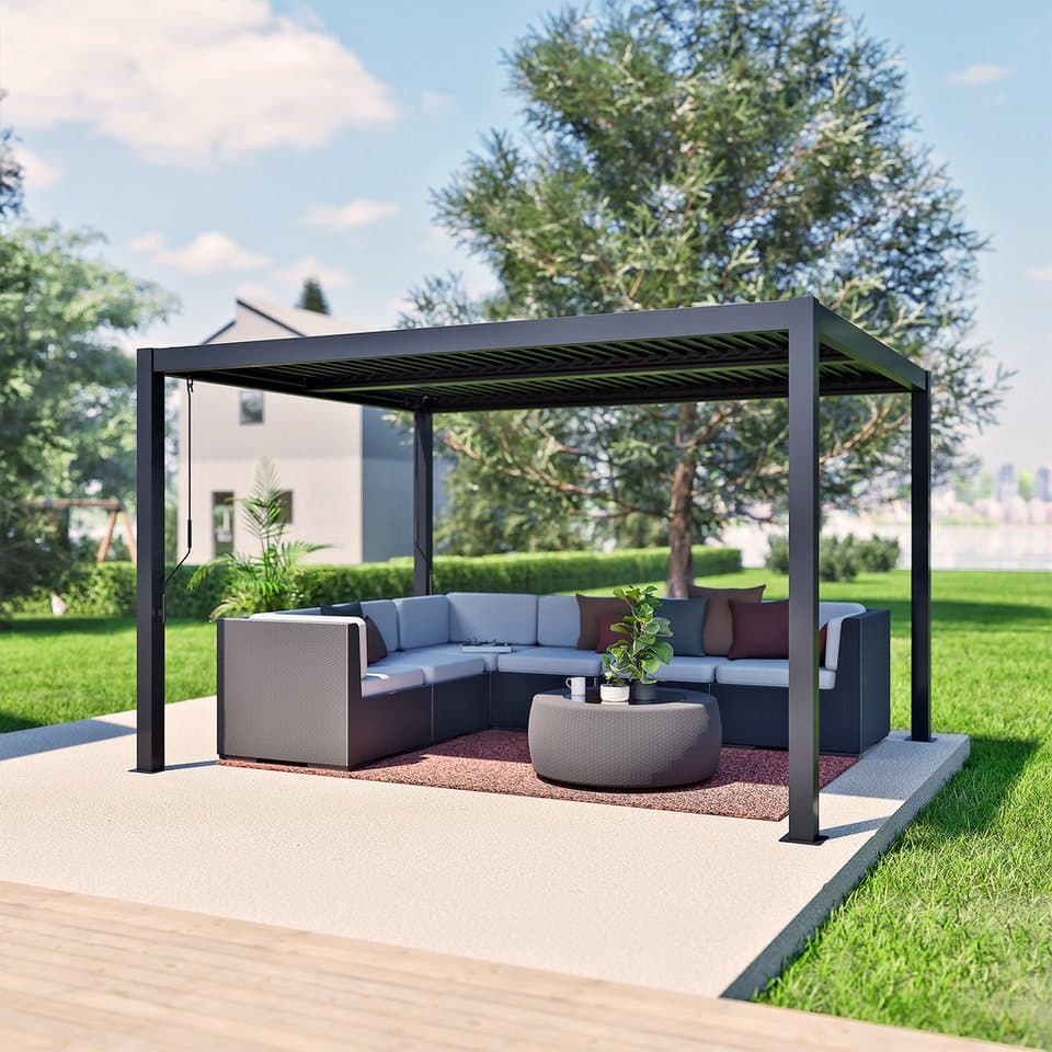 Sojag Pergola Milo 1012 Schwarz, BxTxH: 297,5x365,5x224,6 cm, Massive Stahlkonstruktion - Thumbnail 2