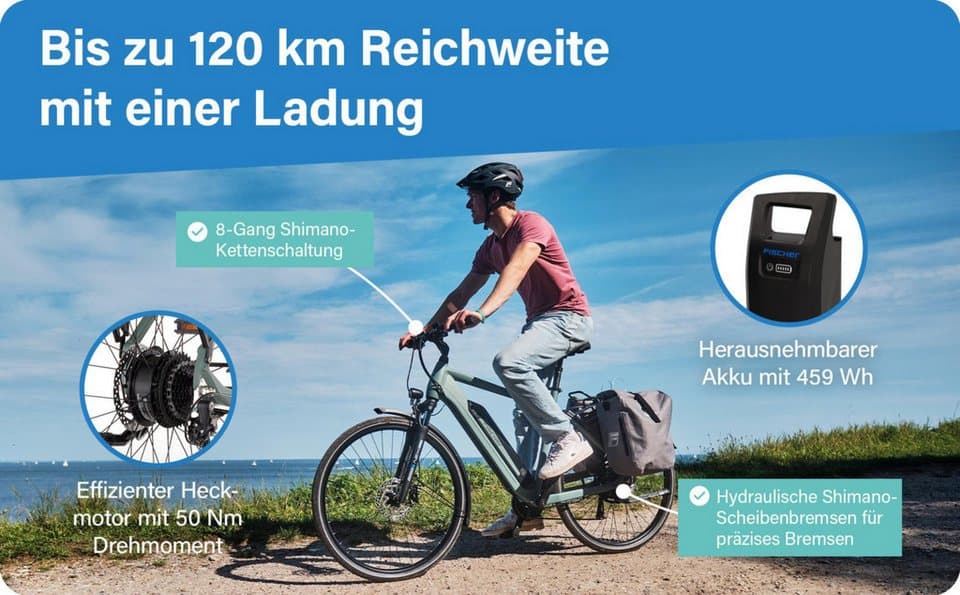 FISCHER Fahrrad E-Bike Trekkingrad VIATOR 2.1 459 ACTIVE, 8 Gang Shimano ACERA Schaltwerk, Heckmotor, 459 Wh, (mit Akku-Ladegerät, mit Werkzeug), Pedelec, Elektrofahrrad für Damen und Herren - Thumbnail 26