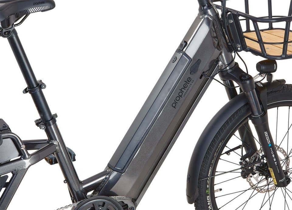 Prophete E-Bike Lastenrad Longtail - Urbanicer 4.0 inkl. 2 Sitzpolster, 9 Gang Shimano Cues Schaltwerk, Kettenschaltung, Mittelmotor, 720 Wh, Heck-Gepäckträger bis 80kg Zuladung, 10 Jahre Garantie auf den Rahmen - Thumbnail 4