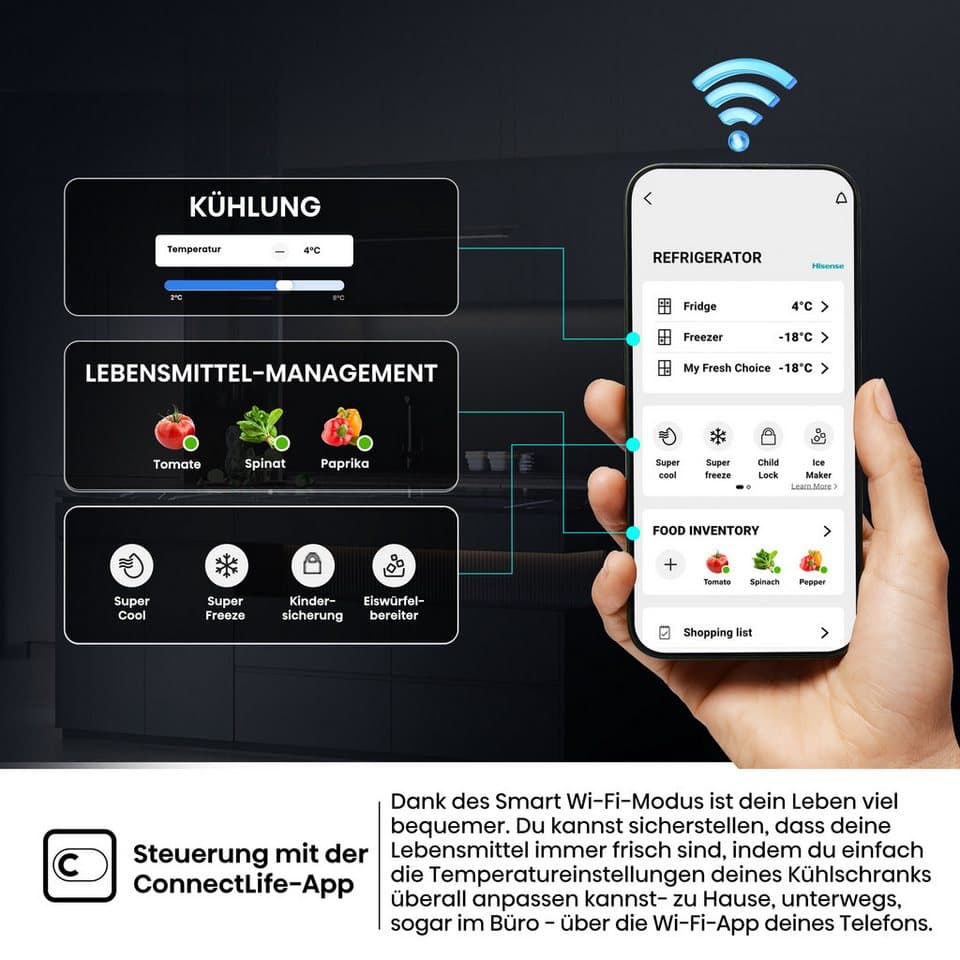 Hisense Multi Door RQ5P640SYKD, 179 cm hoch, 91 cm breit, DualTech-Kühlsystem, MetalCooling, Wasser-/Eisspender - Thumbnail 12
