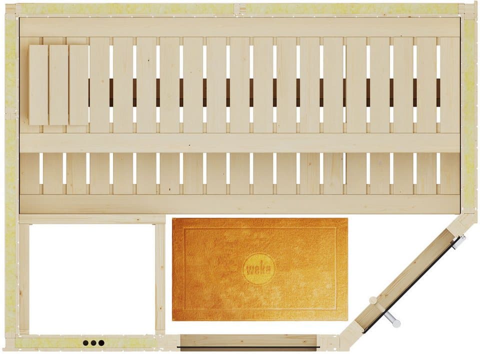weka Sauna Element-Ecksauna VARBERG 1, BxTxH: 194 x 144 x 199 cm, 68 mm, vorgefertigte Elemente, Fensterelement, moderne Ganzglastür - Thumbnail 8
