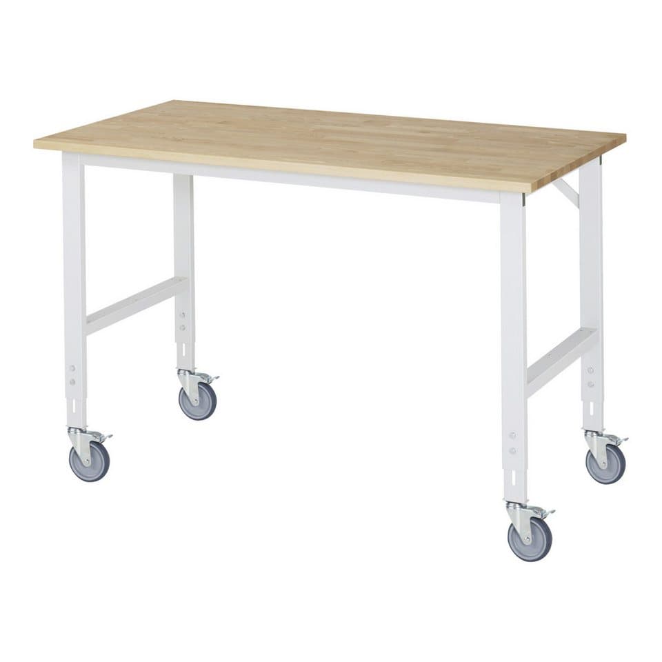 RAU Werkbank Rau Fahrbarer Arbeitstisch Tom (4 LR), B1500xT800xH910-1230mm, B-Platt